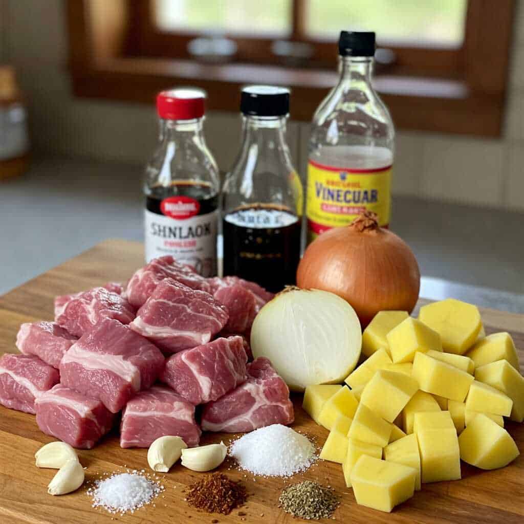 Pork Adobo ingredients list.